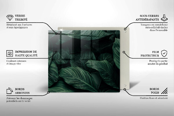 Osłona ściany przy kuchence gazowej Ciemne liście