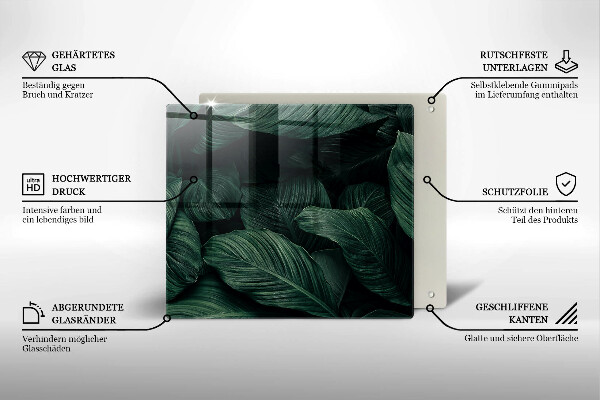 Osłona ściany przy kuchence gazowej Ciemne liście