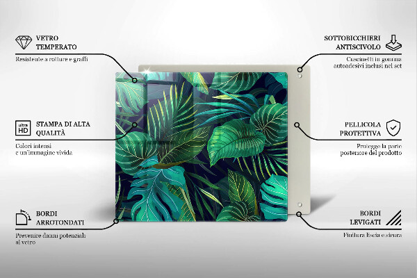 Płyta ochronna na kuchenkę Ilustracja dżungla liście