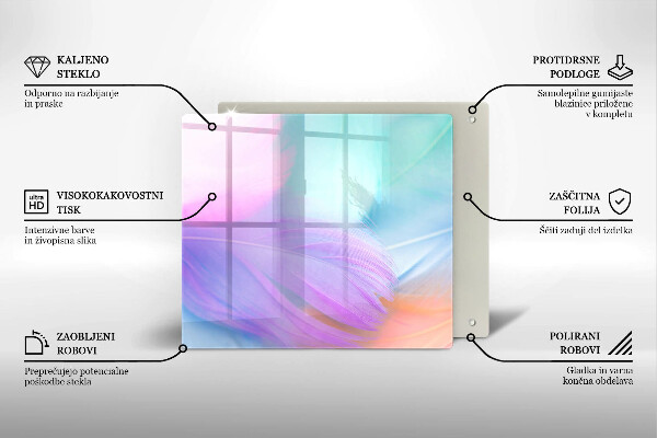 Płyta ochronna na kuchenkę Pastelowe piórka
