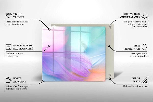 Płyta ochronna na kuchenkę Pastelowe piórka