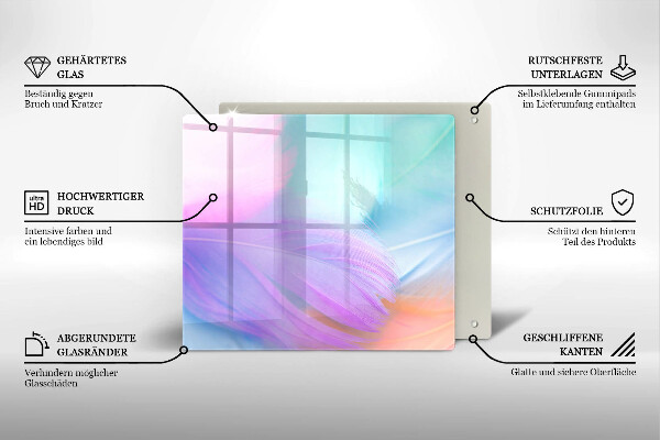 Płyta ochronna na kuchenkę Pastelowe piórka