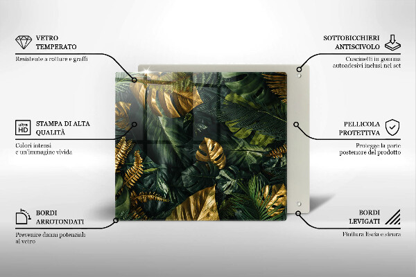 Osłona blatu kuchennego Złote liście monstery