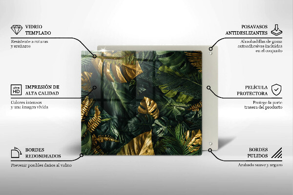 Osłona blatu kuchennego Złote liście monstery