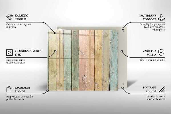 Osłona ściany przy kuchence gazowej Kolorowe deski vintage