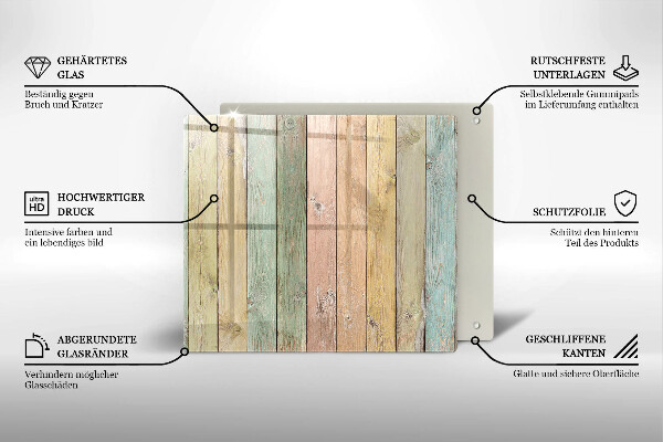 Osłona ściany przy kuchence gazowej Kolorowe deski vintage