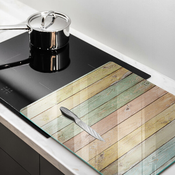 Osłona ściany przy kuchence gazowej Kolorowe deski vintage