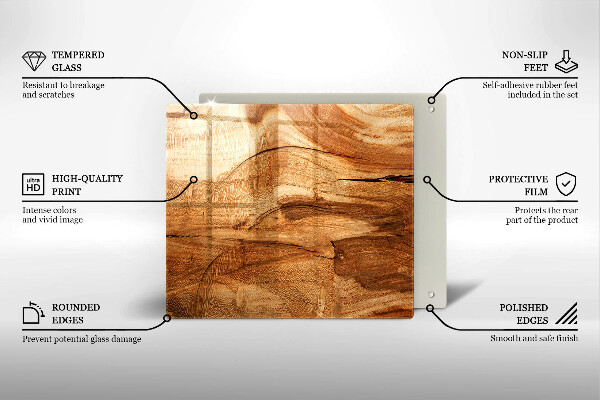 Płyta ochronna na kuchenkę Drewniana tekstura deski