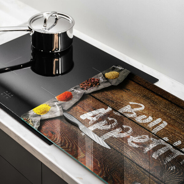 Osłona na płytę indukcyjną Deski napis Bon Appetit