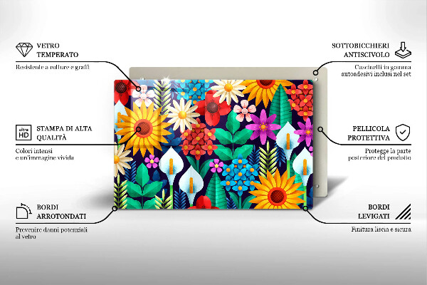 Osłona na płytę indukcyjną Ilustracja łąka kwiaty