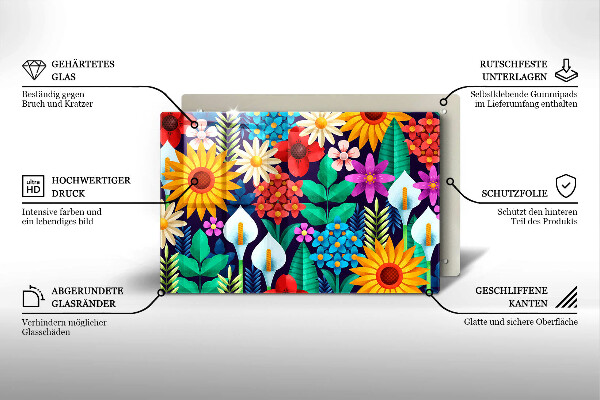 Osłona na płytę indukcyjną Ilustracja łąka kwiaty