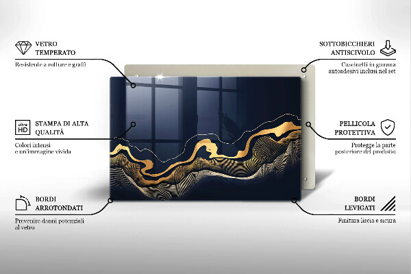 Osłona na płytę indukcyjną Abstrakcja złote linie