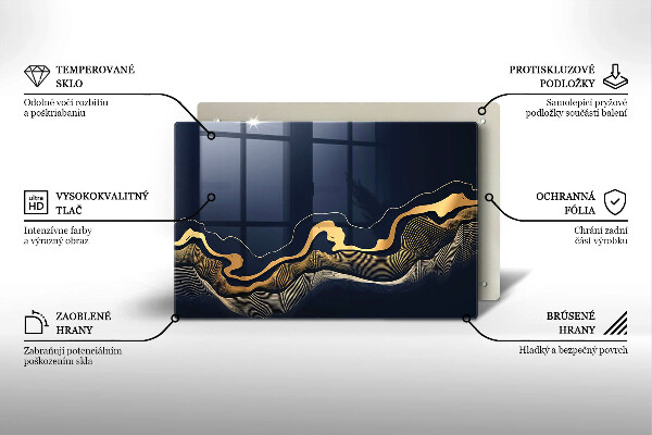 Osłona na płytę indukcyjną Abstrakcja złote linie