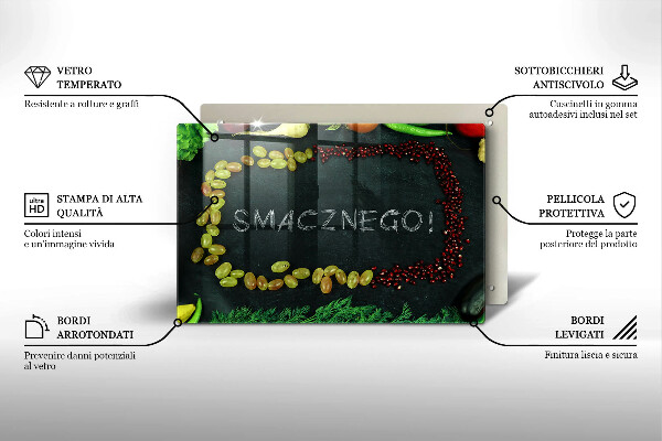 Płyta ochronna na indukcję Napis Smacznego!