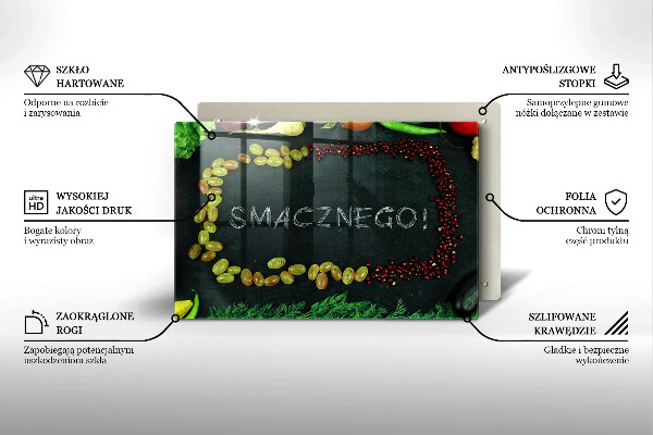 Płyta ochronna na indukcję Napis Smacznego!