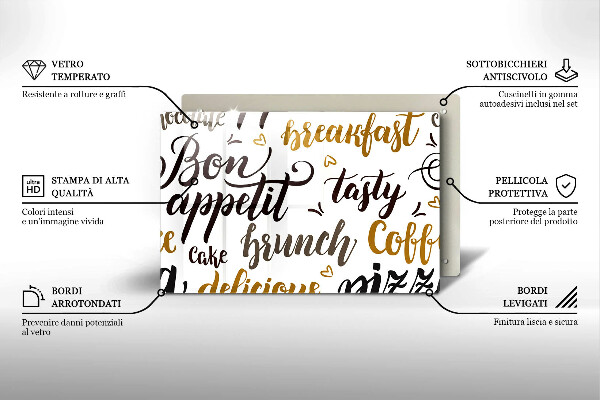 Osłona na płytę indukcyjną Napisy Bon appetit