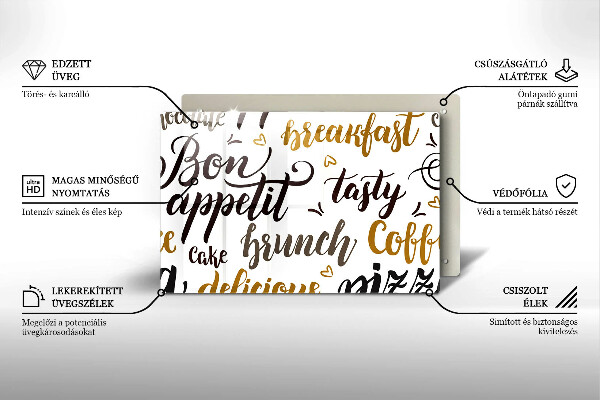 Osłona na płytę indukcyjną Napisy Bon appetit