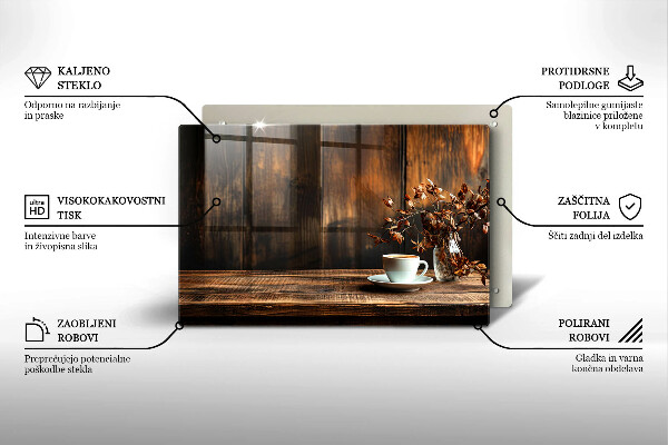 Osłona płyty indukcyjnej Filiżanka kawy i drewno