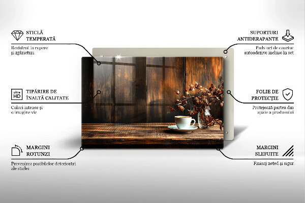 Osłona płyty indukcyjnej Filiżanka kawy i drewno