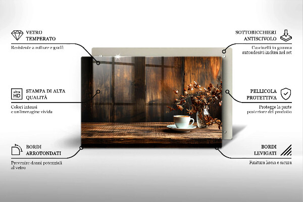 Osłona płyty indukcyjnej Filiżanka kawy i drewno