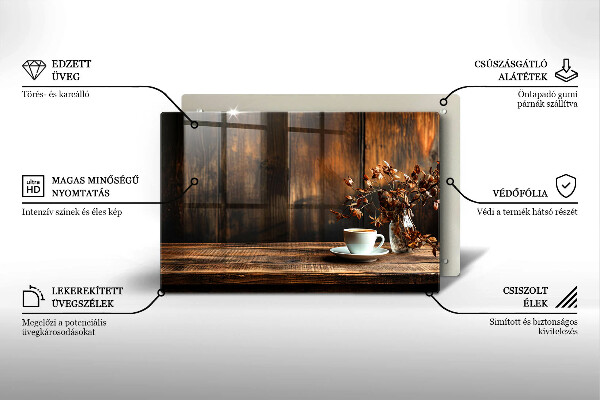 Osłona płyty indukcyjnej Filiżanka kawy i drewno