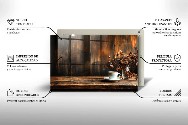 Osłona płyty indukcyjnej Filiżanka kawy i drewno