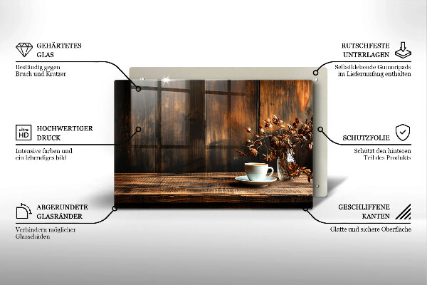 Osłona płyty indukcyjnej Filiżanka kawy i drewno