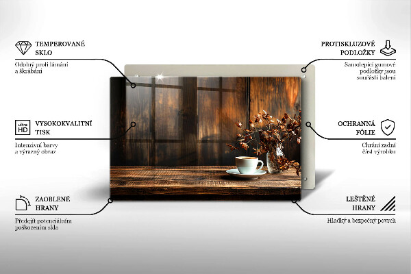 Osłona płyty indukcyjnej Filiżanka kawy i drewno