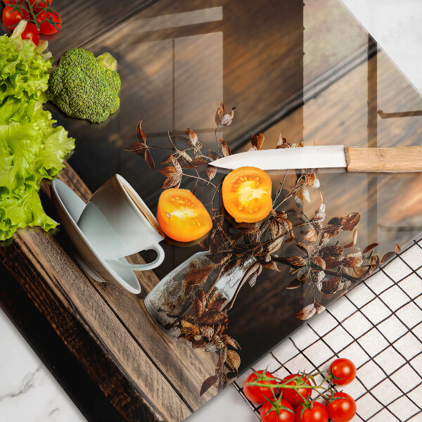 Osłona płyty indukcyjnej Filiżanka kawy i drewno