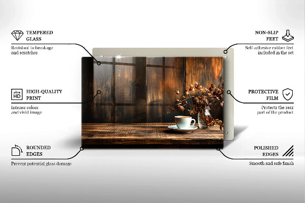 Osłona płyty indukcyjnej Filiżanka kawy i drewno