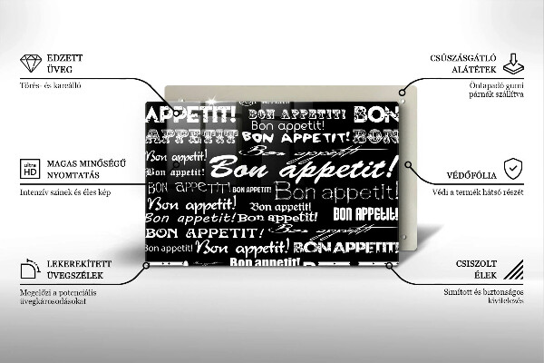 Osłona na płytę indukcyjną Kuchnia napisy Bon appetit