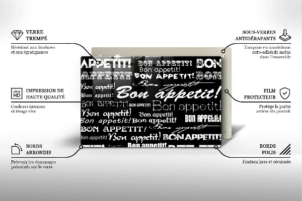 Osłona na płytę indukcyjną Kuchnia napisy Bon appetit