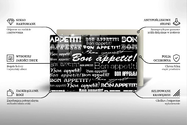 Osłona na płytę indukcyjną Kuchnia napisy Bon appetit