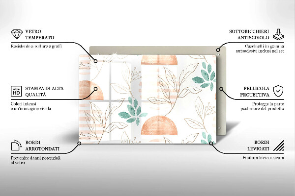 Osłona na płytę indukcyjną Boho wzór liście