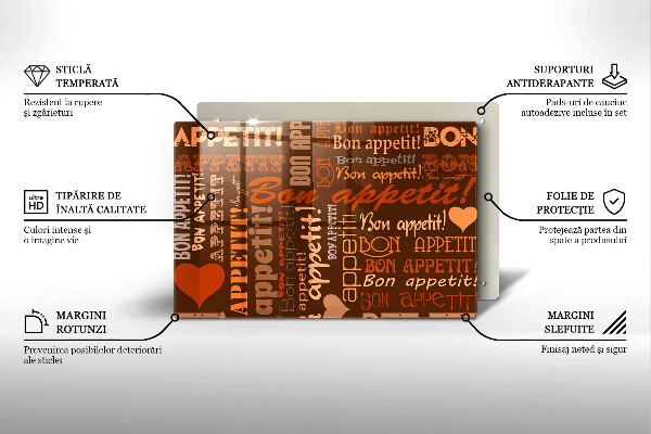 Osłona na płytę indukcyjną Napisy Bon appetit