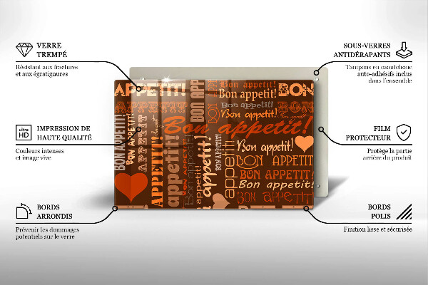 Osłona na płytę indukcyjną Napisy Bon appetit