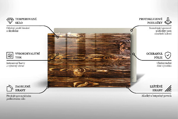 Osłona płyty indukcyjnej Tekstura drewno