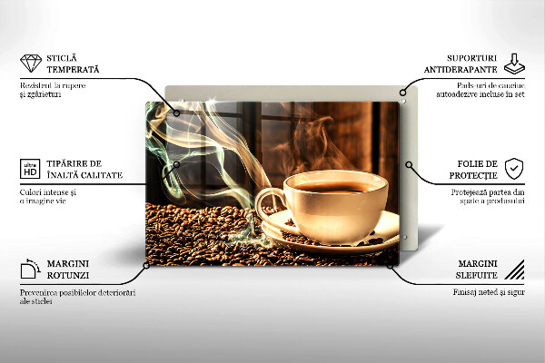 Osłona płyty indukcyjnej Filiżanka i ziarna kawy
