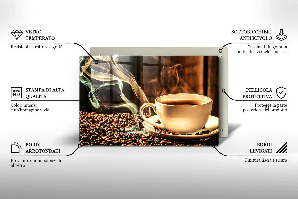 Osłona płyty indukcyjnej Filiżanka i ziarna kawy