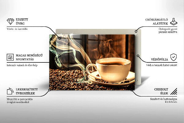 Osłona płyty indukcyjnej Filiżanka i ziarna kawy