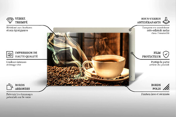 Osłona płyty indukcyjnej Filiżanka i ziarna kawy