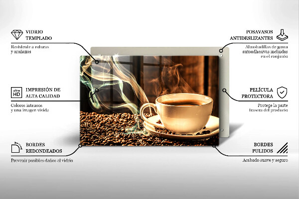 Osłona płyty indukcyjnej Filiżanka i ziarna kawy