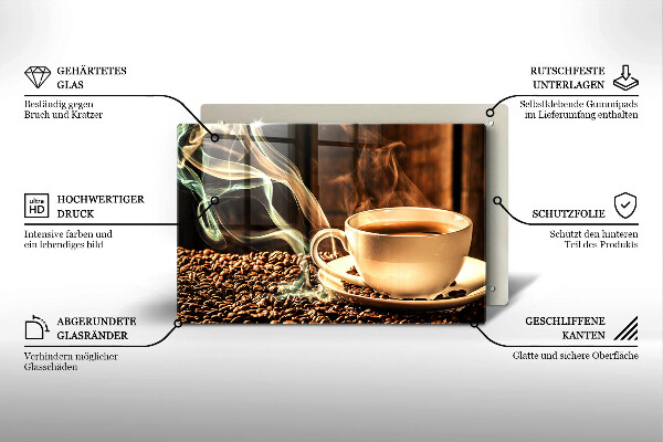 Osłona płyty indukcyjnej Filiżanka i ziarna kawy