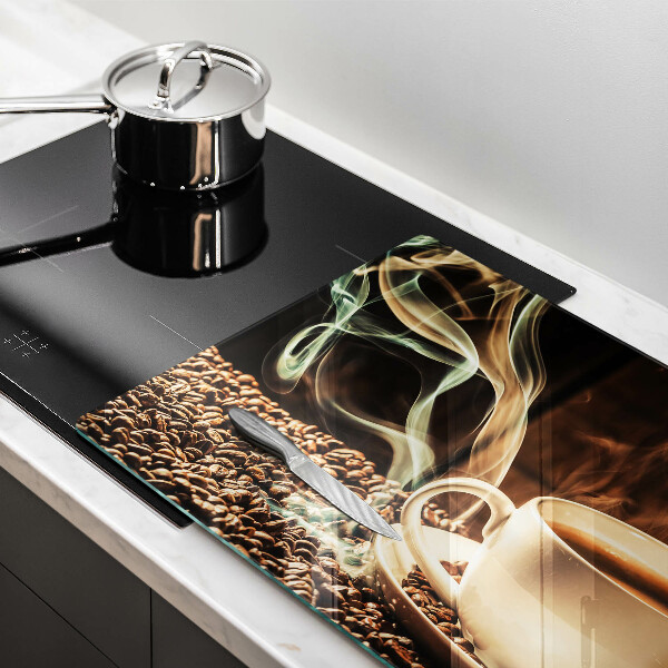 Osłona płyty indukcyjnej Filiżanka i ziarna kawy