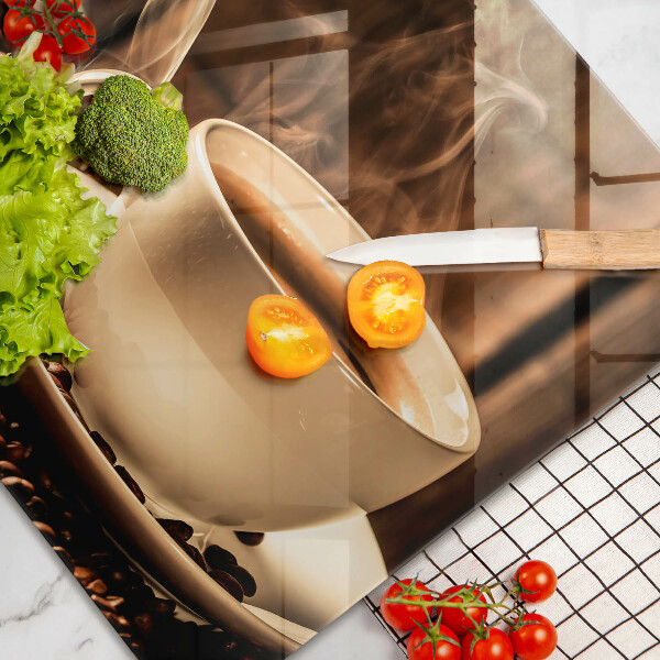 Osłona płyty indukcyjnej Filiżanka i ziarna kawy