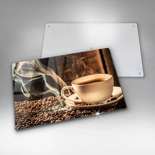 Osłona płyty indukcyjnej Filiżanka i ziarna kawy