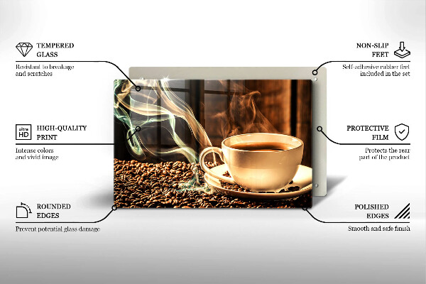 Osłona płyty indukcyjnej Filiżanka i ziarna kawy
