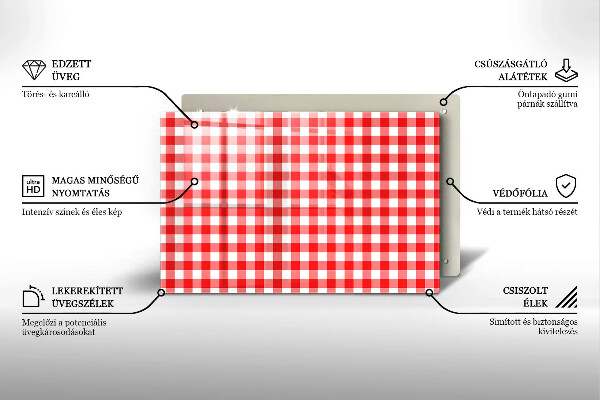 Osłona płyty indukcyjnej Czerwono biała krata