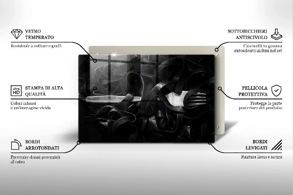 Osłona płyty indukcyjnej Czarny makaron Tagliatelle