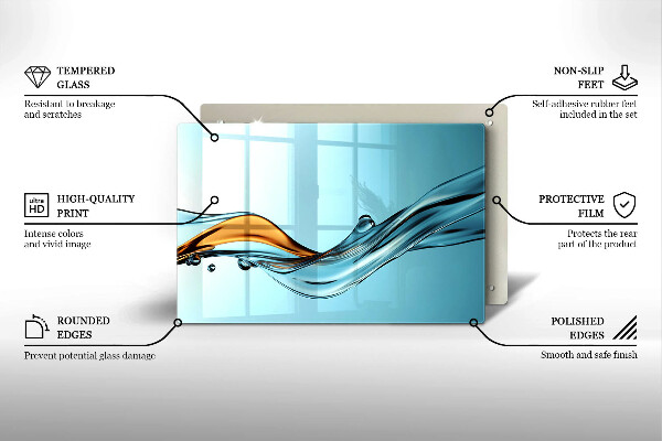 Osłona płyty indukcyjnej Woda na niebieskim tle